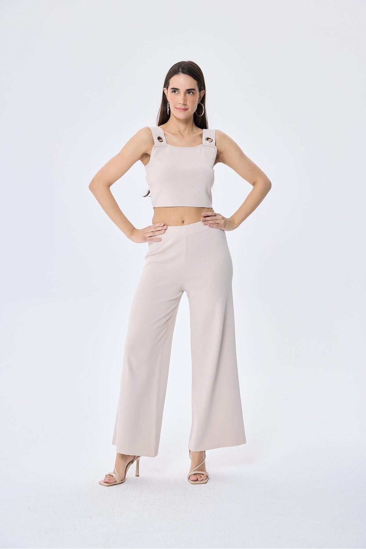 Peraluna Martha, Düz Örgü, Geniş Askılı Kadın Rayon Triko Bralet - TAŞ