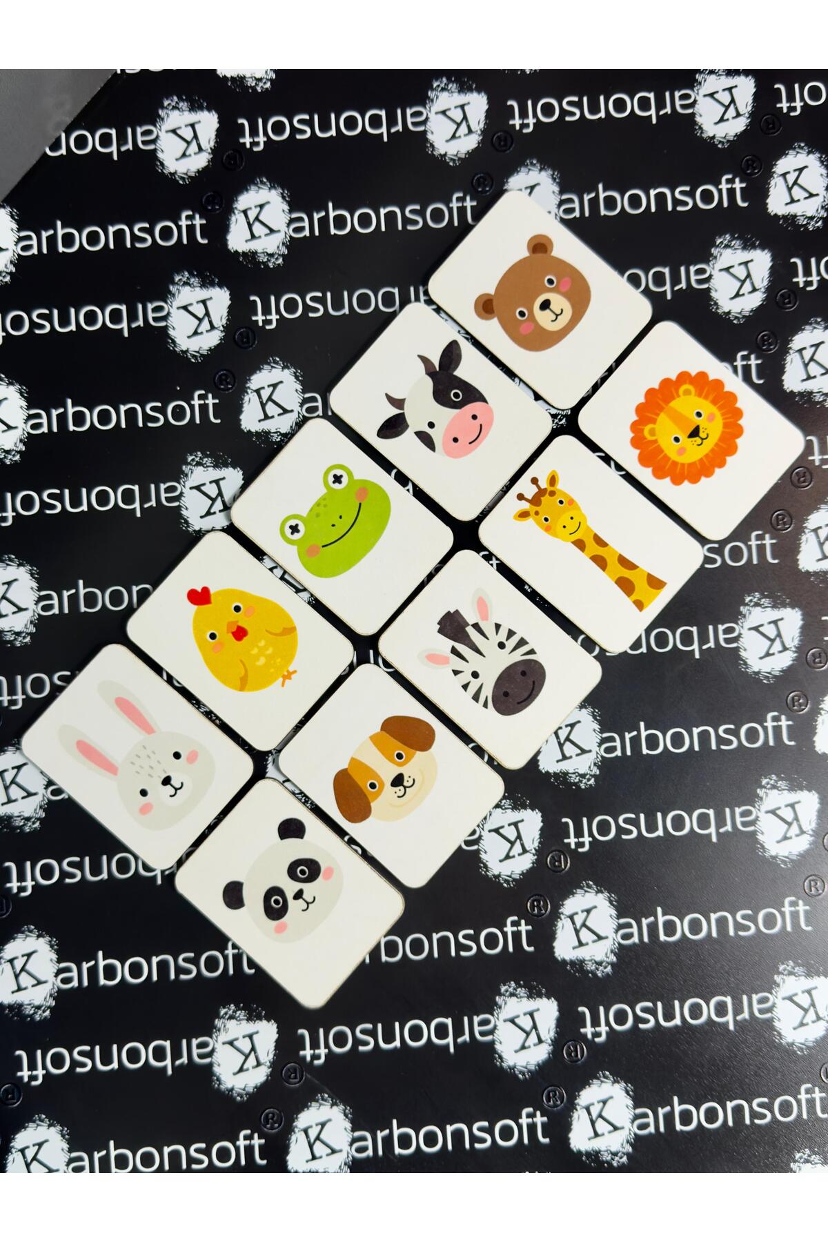 karbonsoft Zeka Kartları Ahşap Eğitici Hafıza Eşleştirme Oyunu Sevimli Hayvanlar Puzzle Oyuncak ( 5,5 x 7,5 CM) fotoğrafı 2 (önizleme)