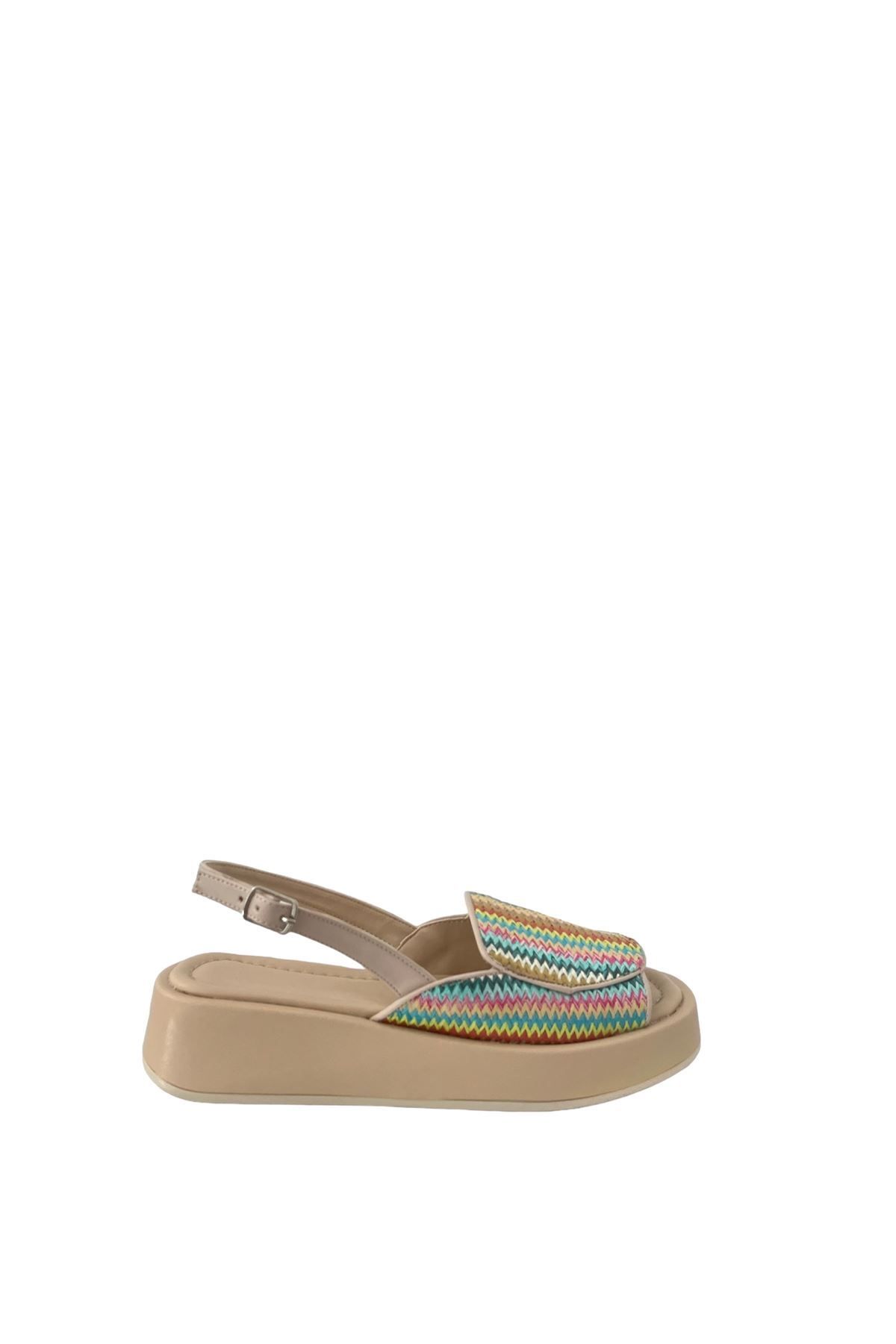 Saracshoes Kadın Hasır Örgülü Sandalet Bej Braid