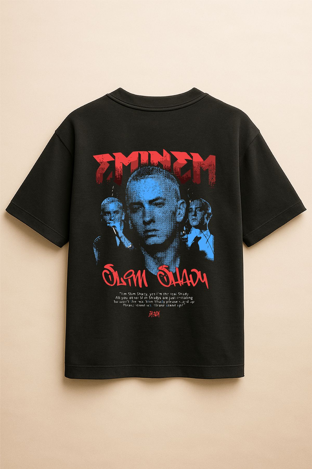 Altair Tr Siyah Renk Oversize Eminem Baskılı Unisex Tişört T-Shirt
