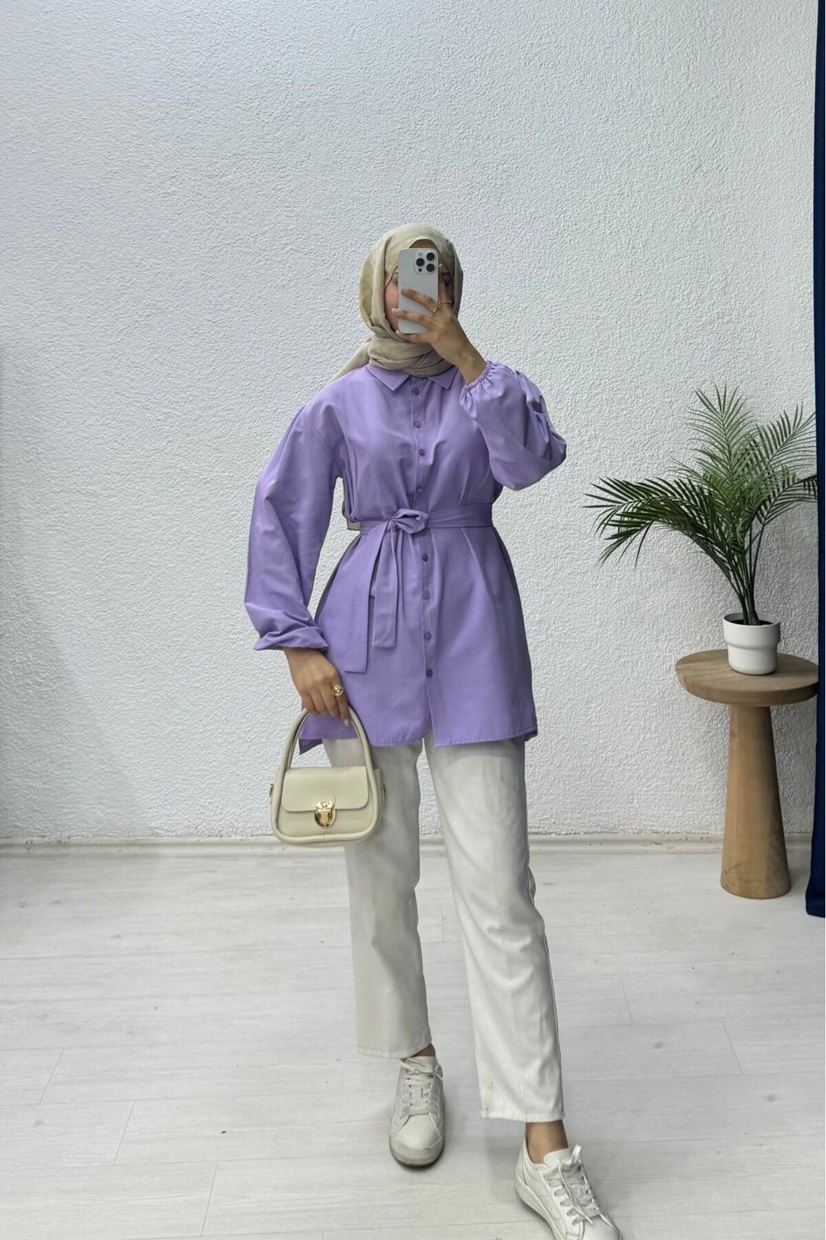 lurex moda Bağlamalı Balon Kol Gömlek