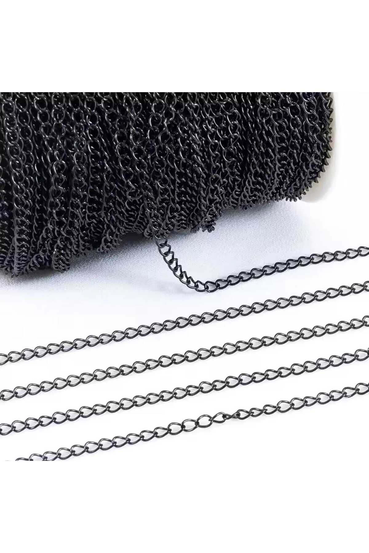 yiğit aksesuar Kararmaz Paslanmaz 0.8 Mm Siyah Zincir 5 Metre