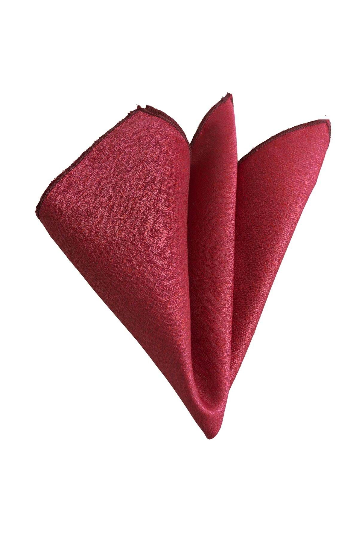 Exve Exclusive Kırmızı Bordo Elegang Kendinden Desenli Yaka Mendili