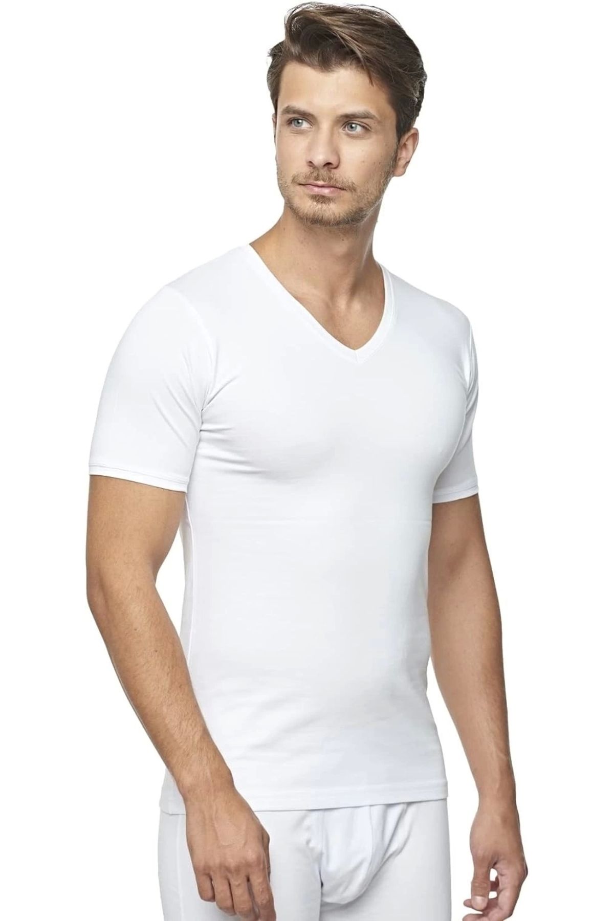 Miravm Star 206 Modal Yarım Kol V-yaka T-shirt Atlet