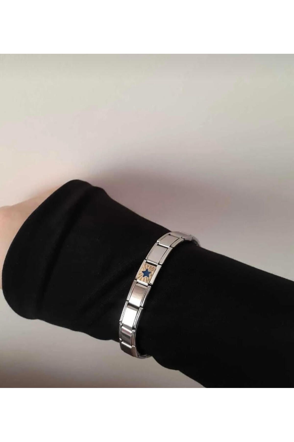 kubotique Çelik Yıldızlı İtalyan Charm Bileklik 19 cm