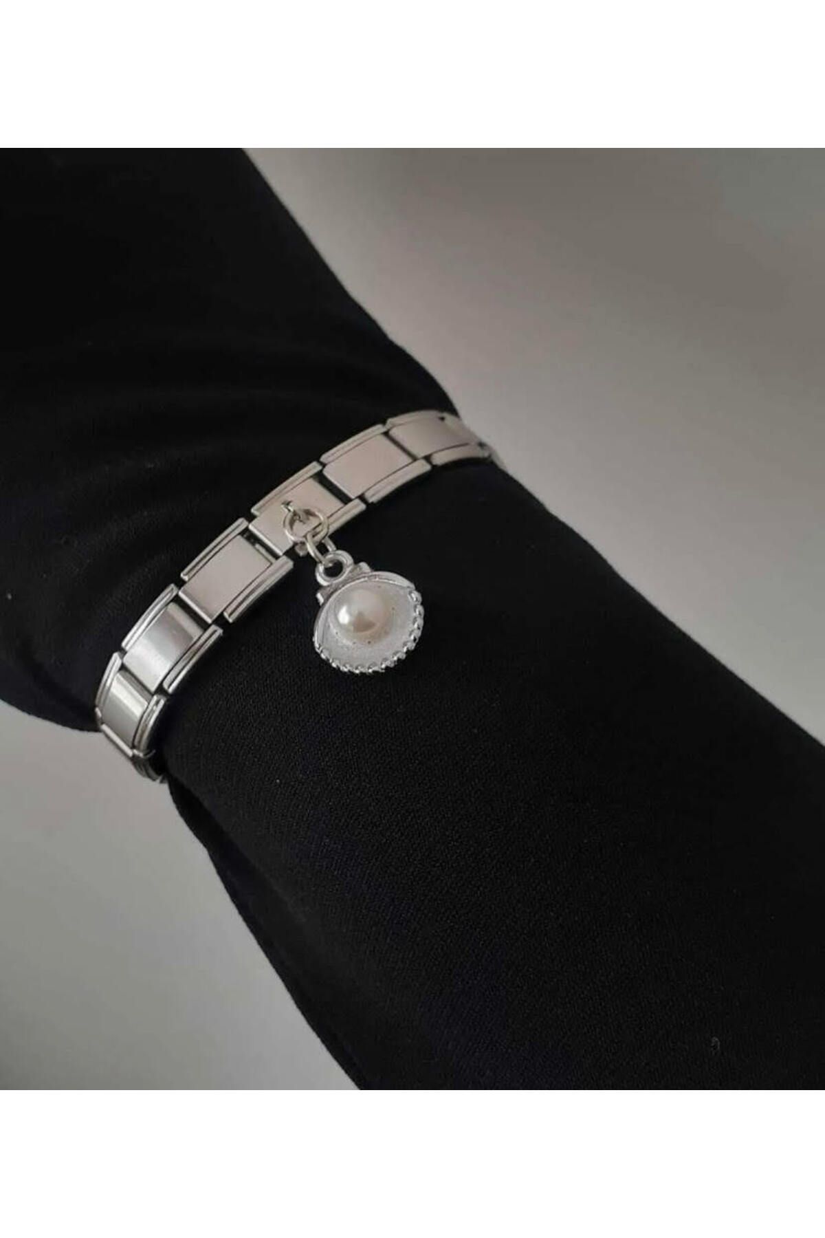 kubotique Çelik İstiridye İtalyan Charm Bileklik 19 cm
