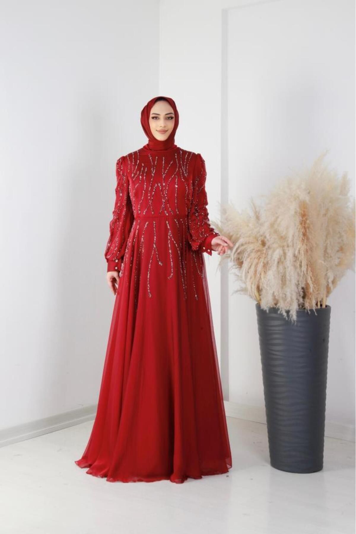 AbiyeSultan Kadın Büyük Beden Abiye - Besna Organze Büyük Beden Abiye - Tesettür Büyük Beden Abiye
