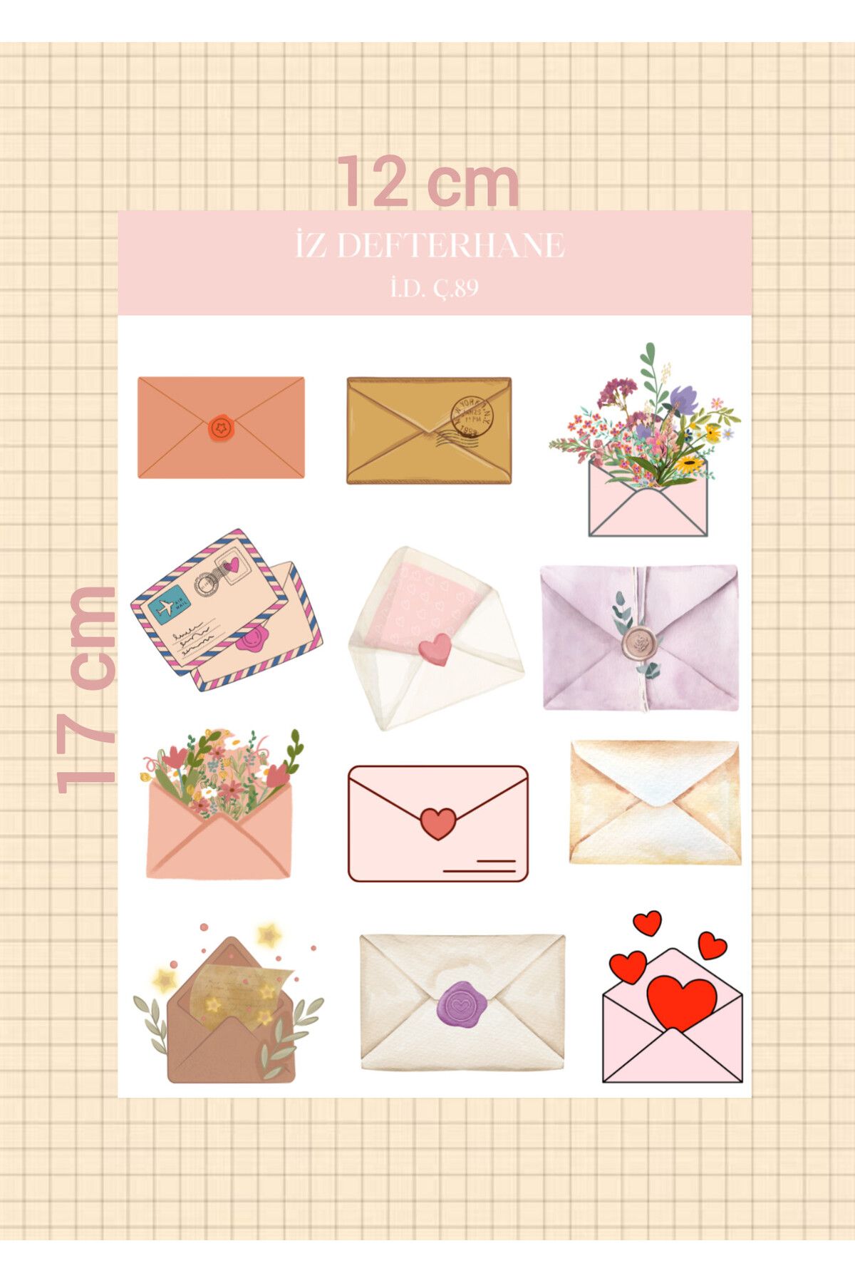 İZ DEFTERHANE Zarf Temalı Çıkartma Sticker (Defter ajanda ve planlayıcılar için uygun)