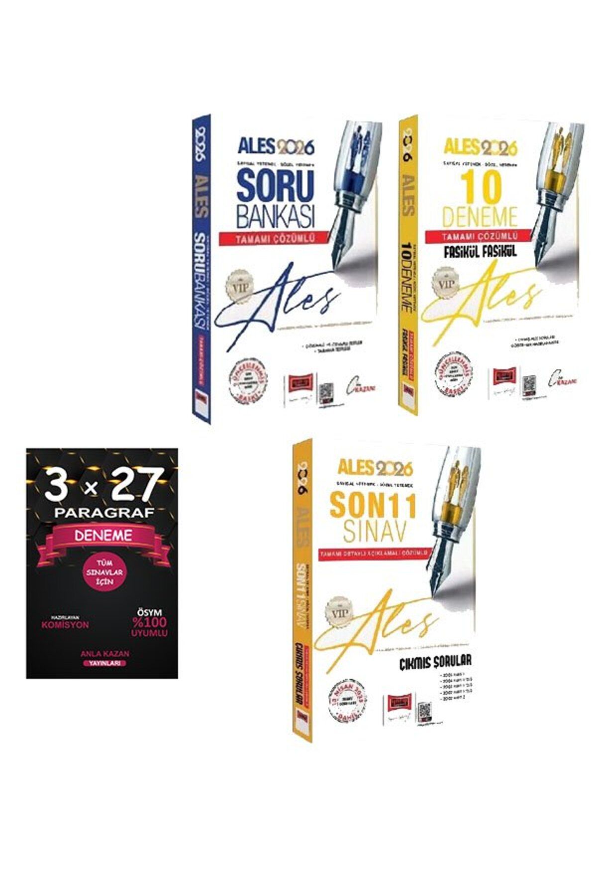 Anla Kazan Yayınları Yargı 2026 ALES VIP Soru Bankası + 10 Deneme + Son 11 Sınav Çıkmış Sorular 3 lü Set +Anla Kazan Par
