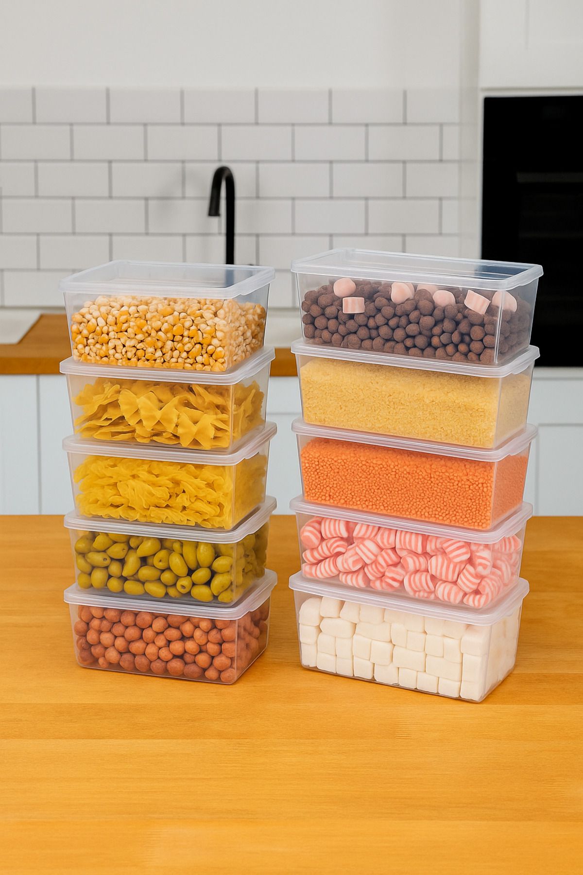 ceviz home züccaciye tekstil ltd şirketi 10'lu Set 1 Litre Kapaklı Şeffaf Saklama Kabı | Gıda – Kuruyemiş – Bakliyat Kutusu