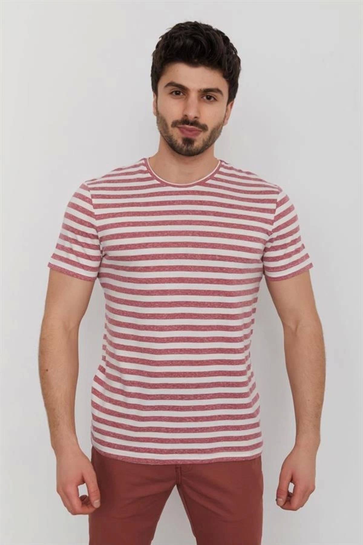 Lale Moda Bisiklet Yaka Baskılı Erkek T-Shirt