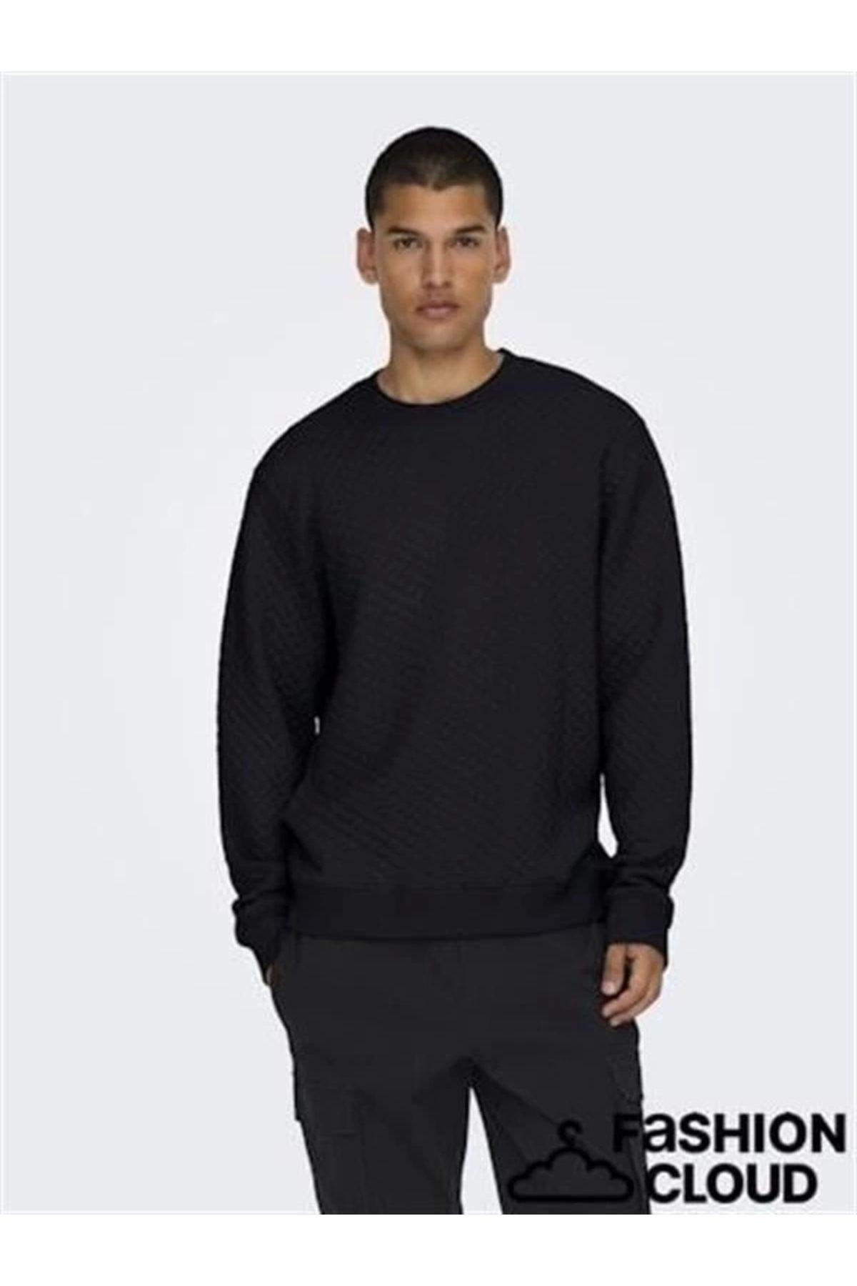 Lale Moda Baklava Desen 2 İplik Erkek Sweat