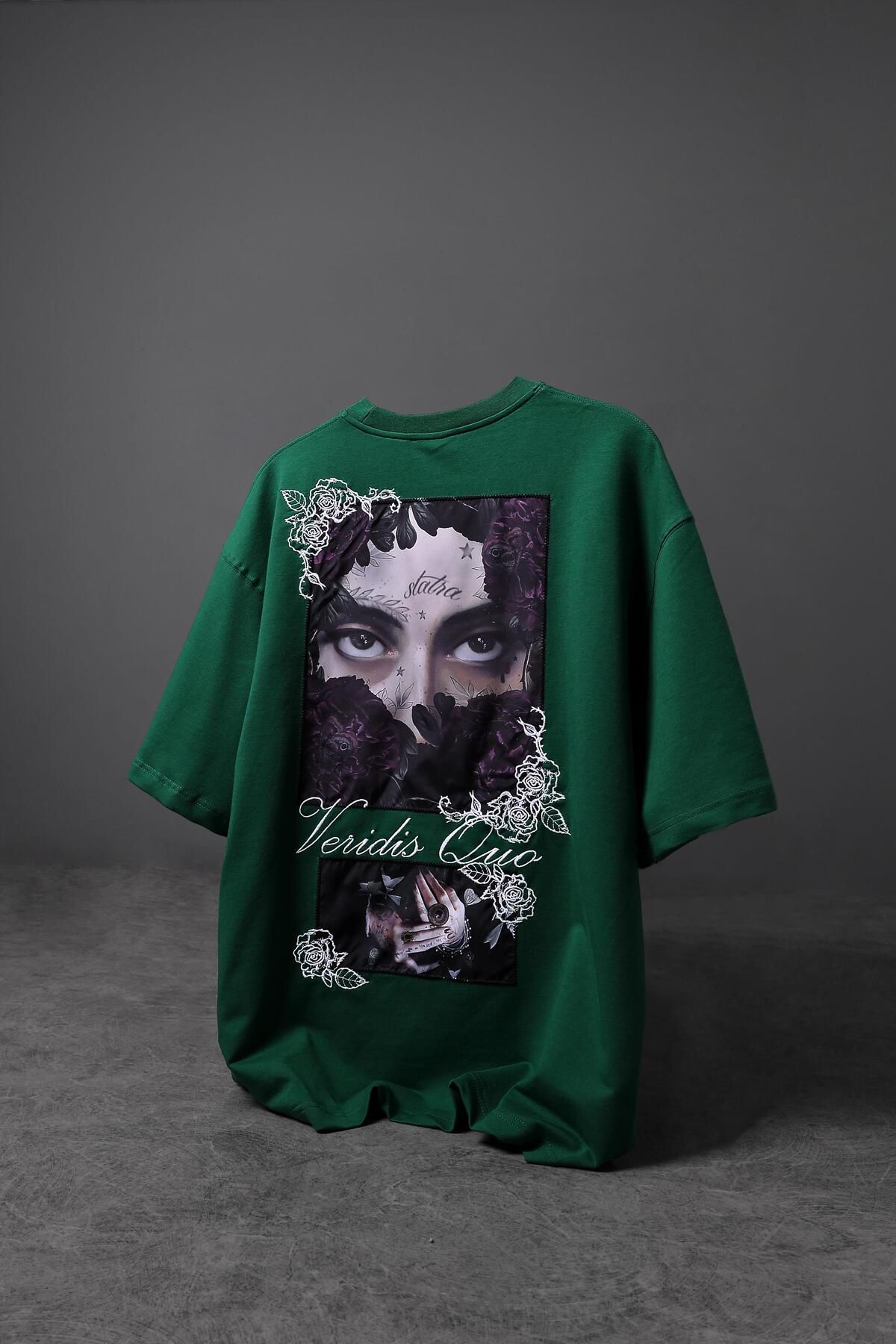Slatra Erkek Haki Veridis Quo Patch Nakışlı Oversize Tshirt