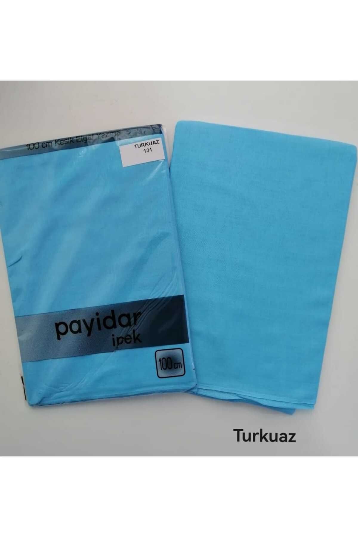 Payidar İpek Düz Turkuaz Renk Yazma 100 Cm