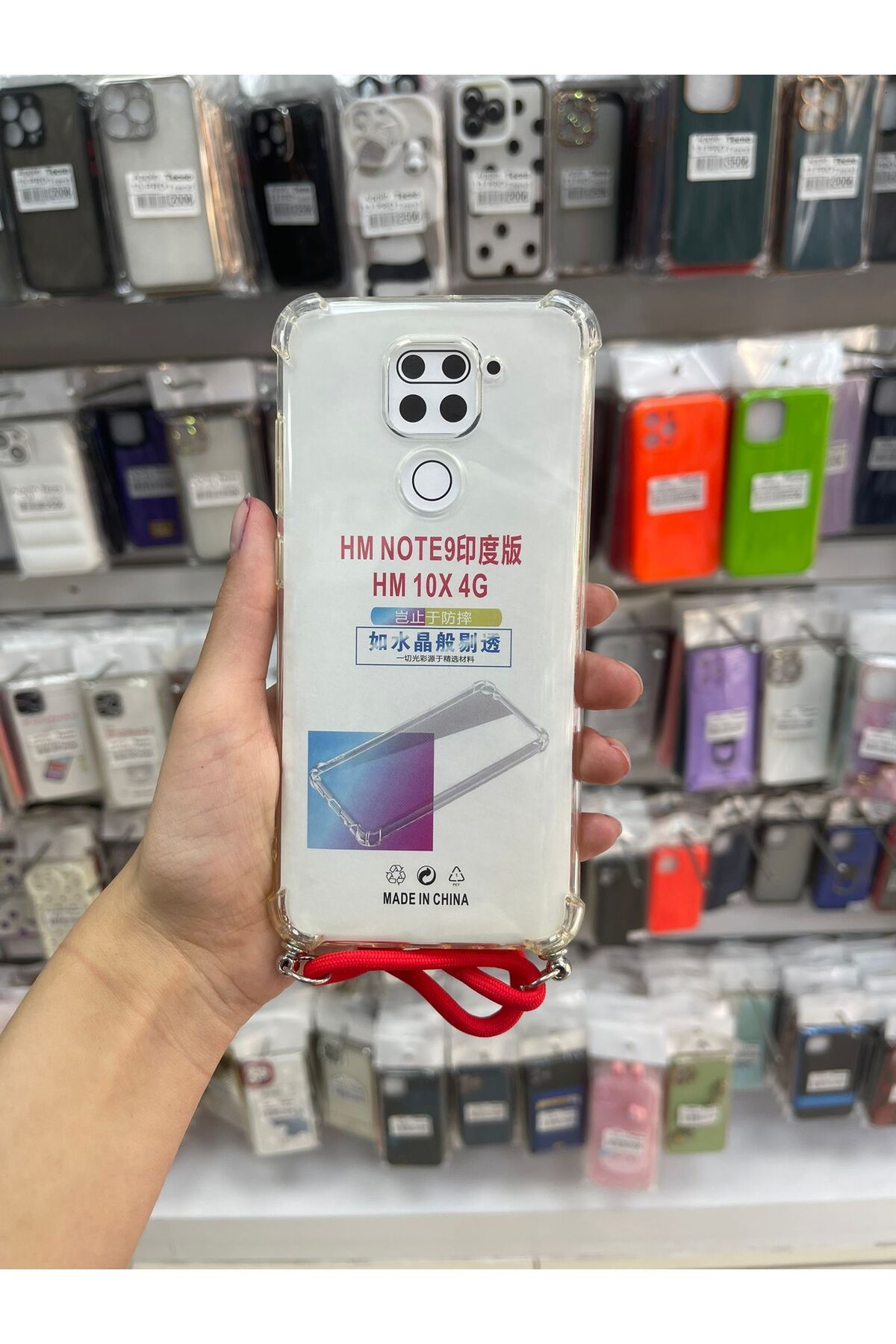 TECNOTREND xiaomi redmi note 9 pro uyumlu ipli boyun askılı şeffaf kılıf