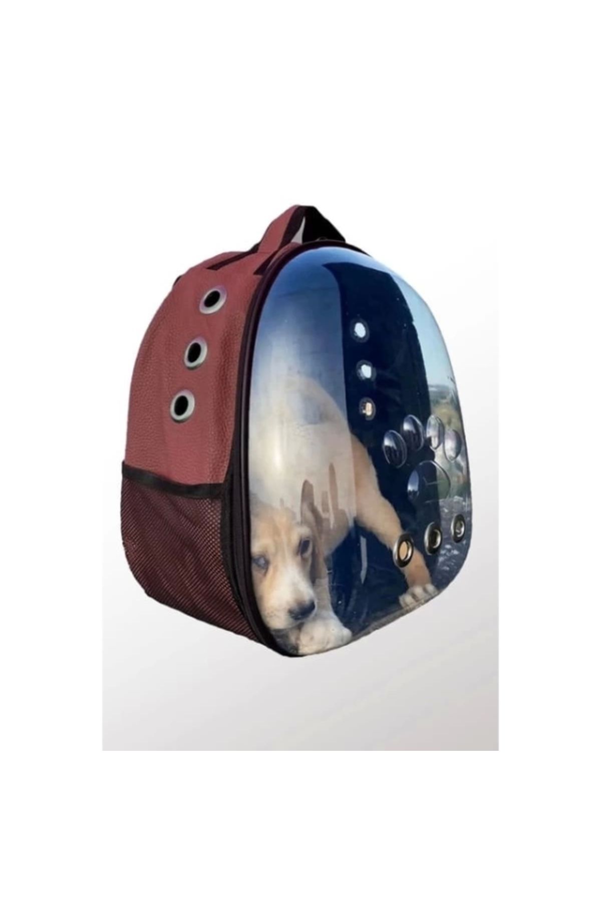 TTT Deri Astronot Kedi Ve Köpek Taşıma Çantası Bordo Renk