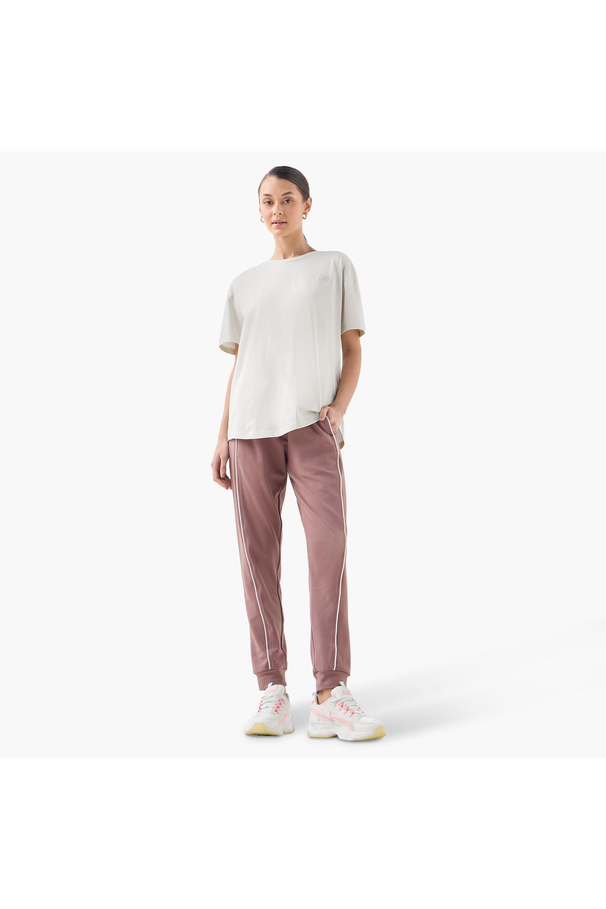 Kappa-Contrast Piping Detail Joggers with Drawstring Closure 2