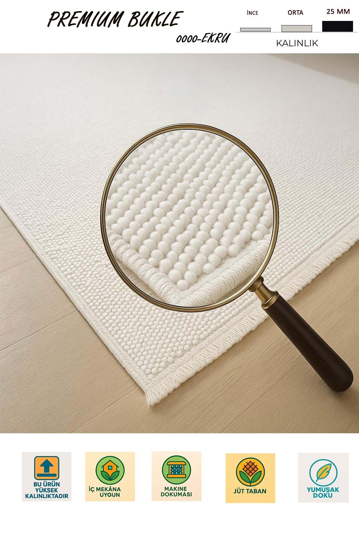 Raschel Carpet Beyaz Yumuşak Bukleli Loop Dokuma Oturma Odası Salon Halısı Yolluk