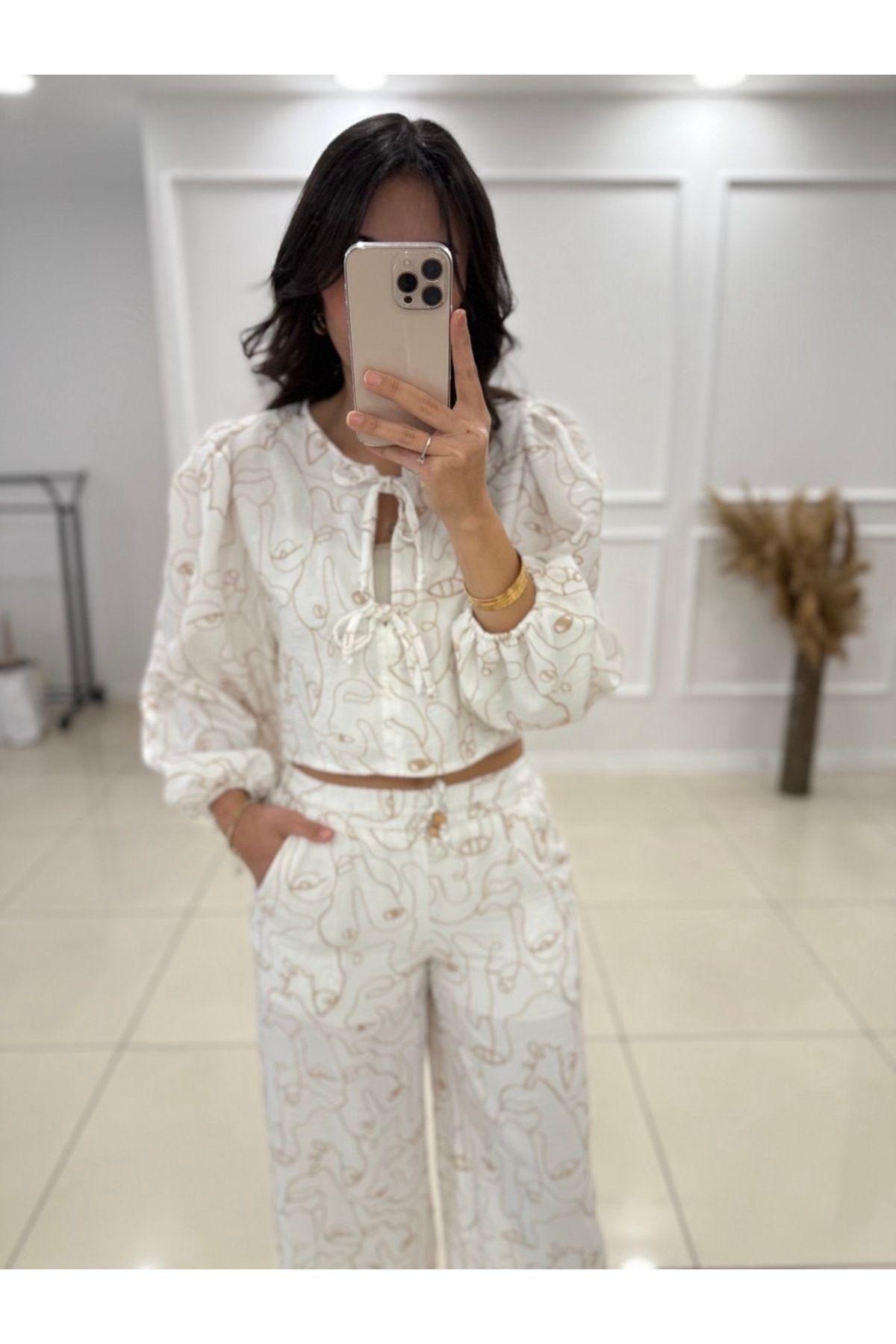 Butik Nakışlı Keten Gömlek