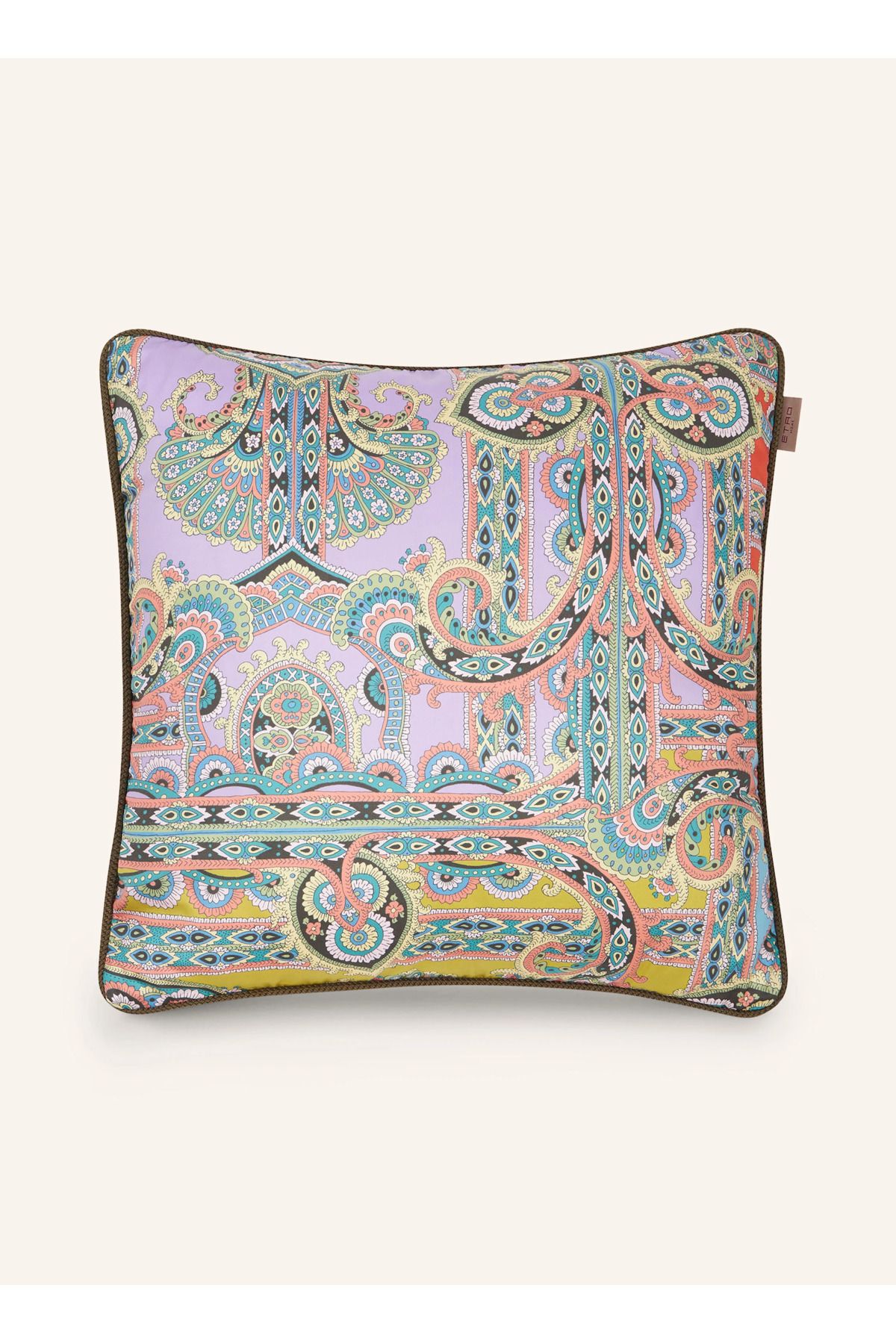 Etro Home Saten Dekoratif Yastık 45x45 cm Desenli Kılıflı ve Dolgulu İtalyan Tasarım