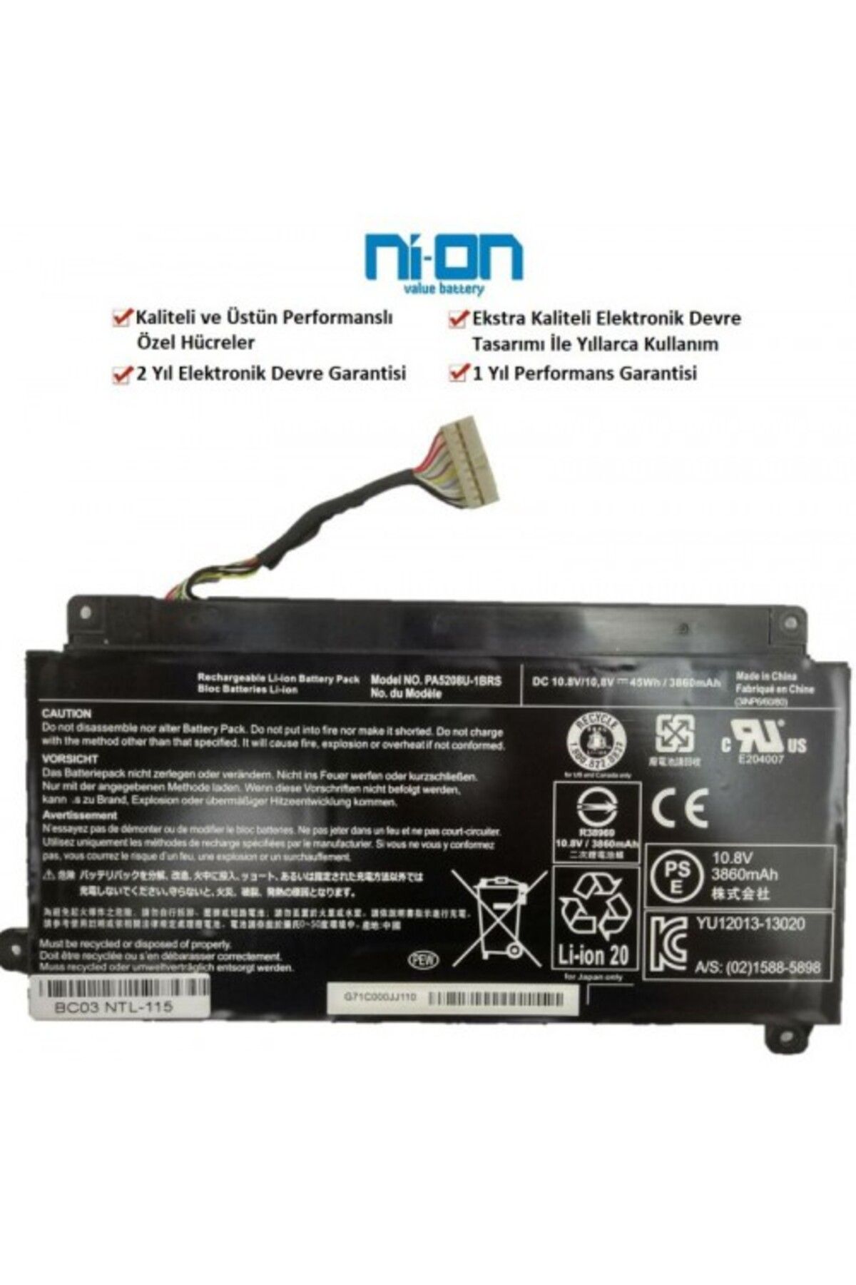 NION Toshiba Satellite E45-B4200 E45-B4100 uyumlu Notebook Batarya - Pil