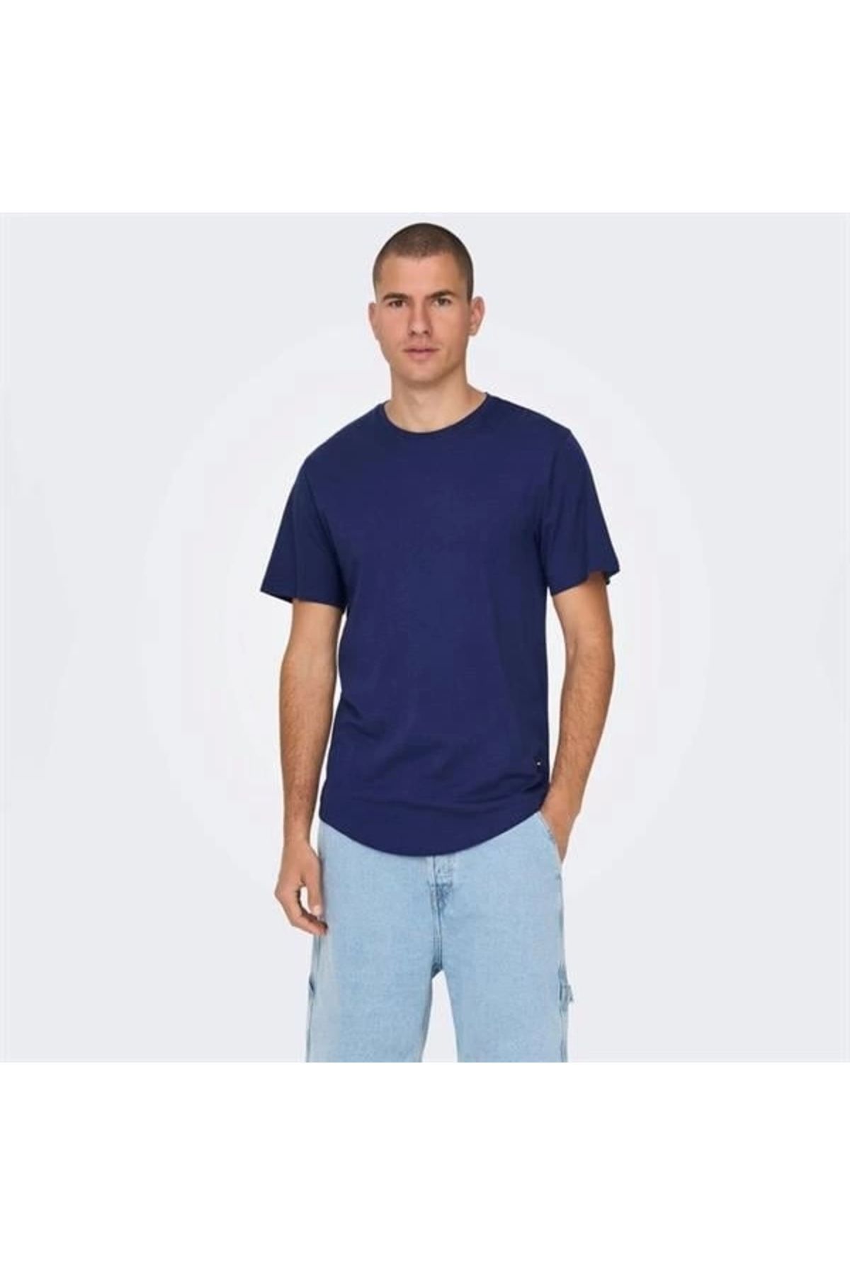 Lale Moda Oval Kesim Erkek T-shirt Bej