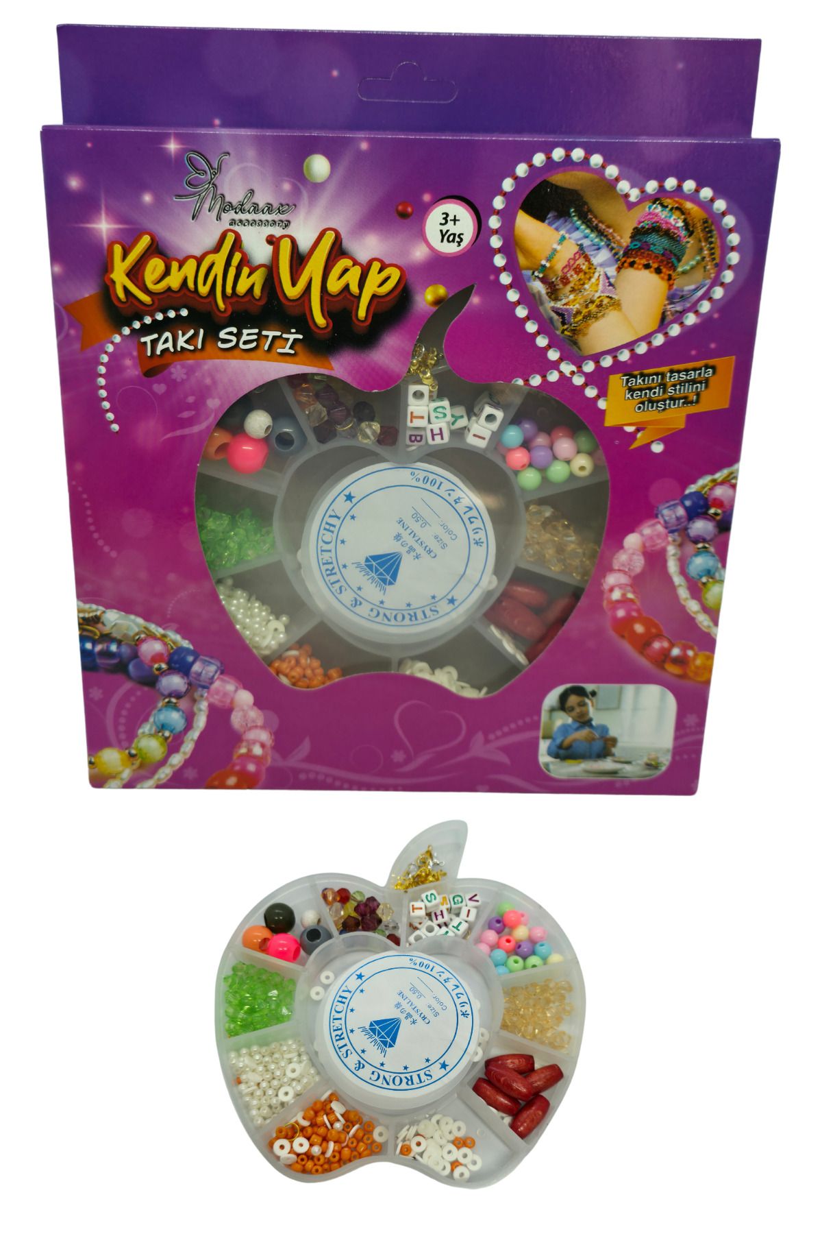 RAF Store Orta Boy Elma Şeklinde Kutulu Boncuk Takı Tasarım Seti Kendin Yap