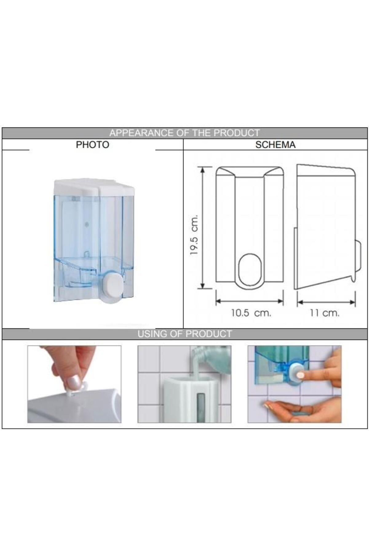 Omnipazar-Vialli S4t Dispenser de săpun lichid Transparent 1000 ml 2