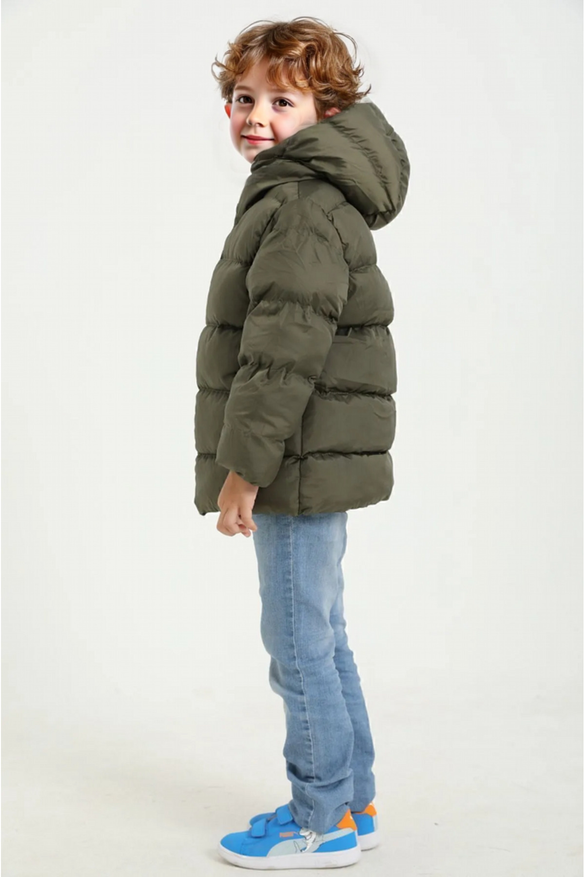 معطف شتوي منتفخ بجيب من الصوف الكاكي مقاوم للماء و...