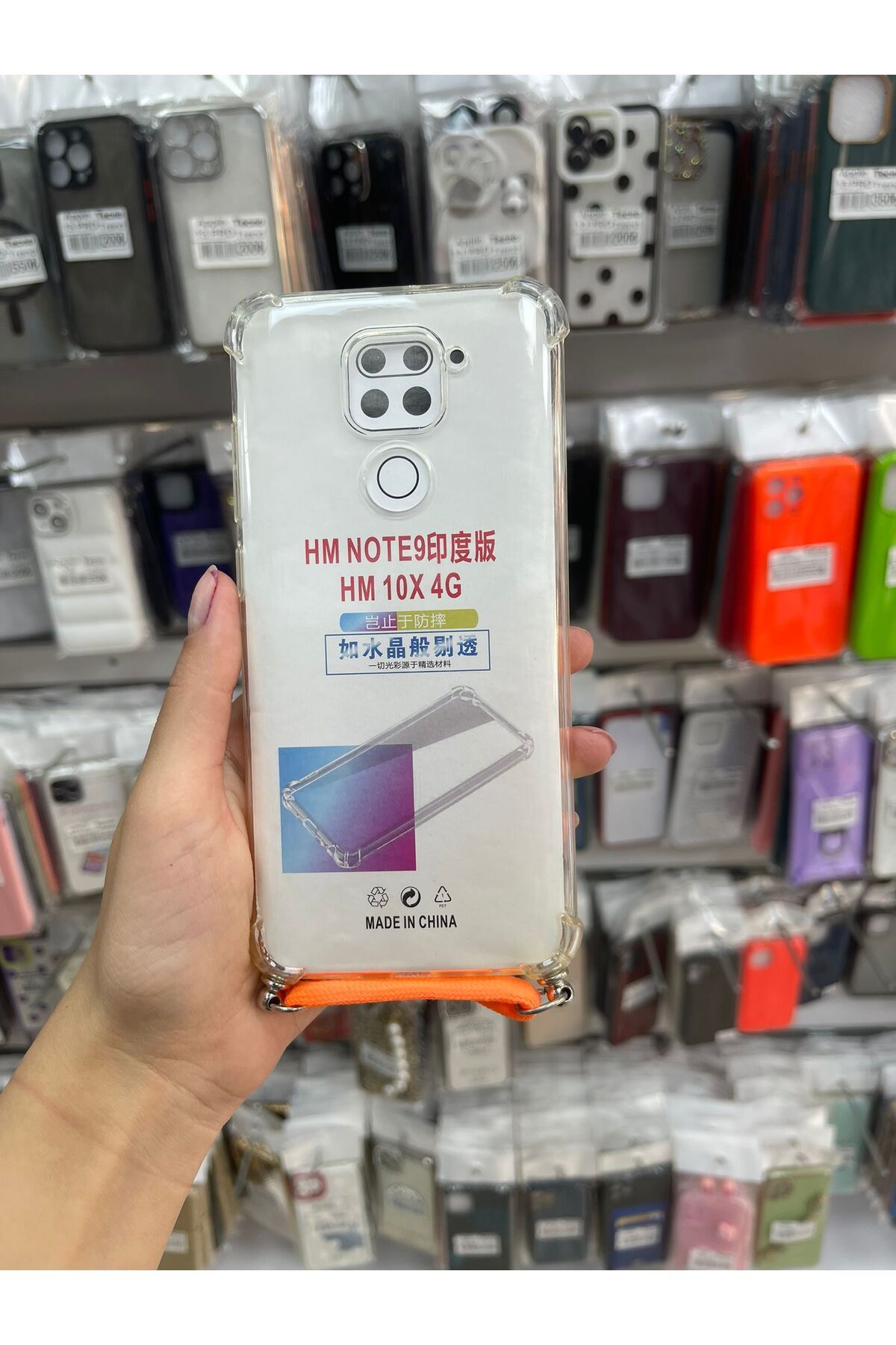 TECNOTREND xiaomi redmi note 9 pro uyumlu ipli boyun askılı şeffaf kılıf