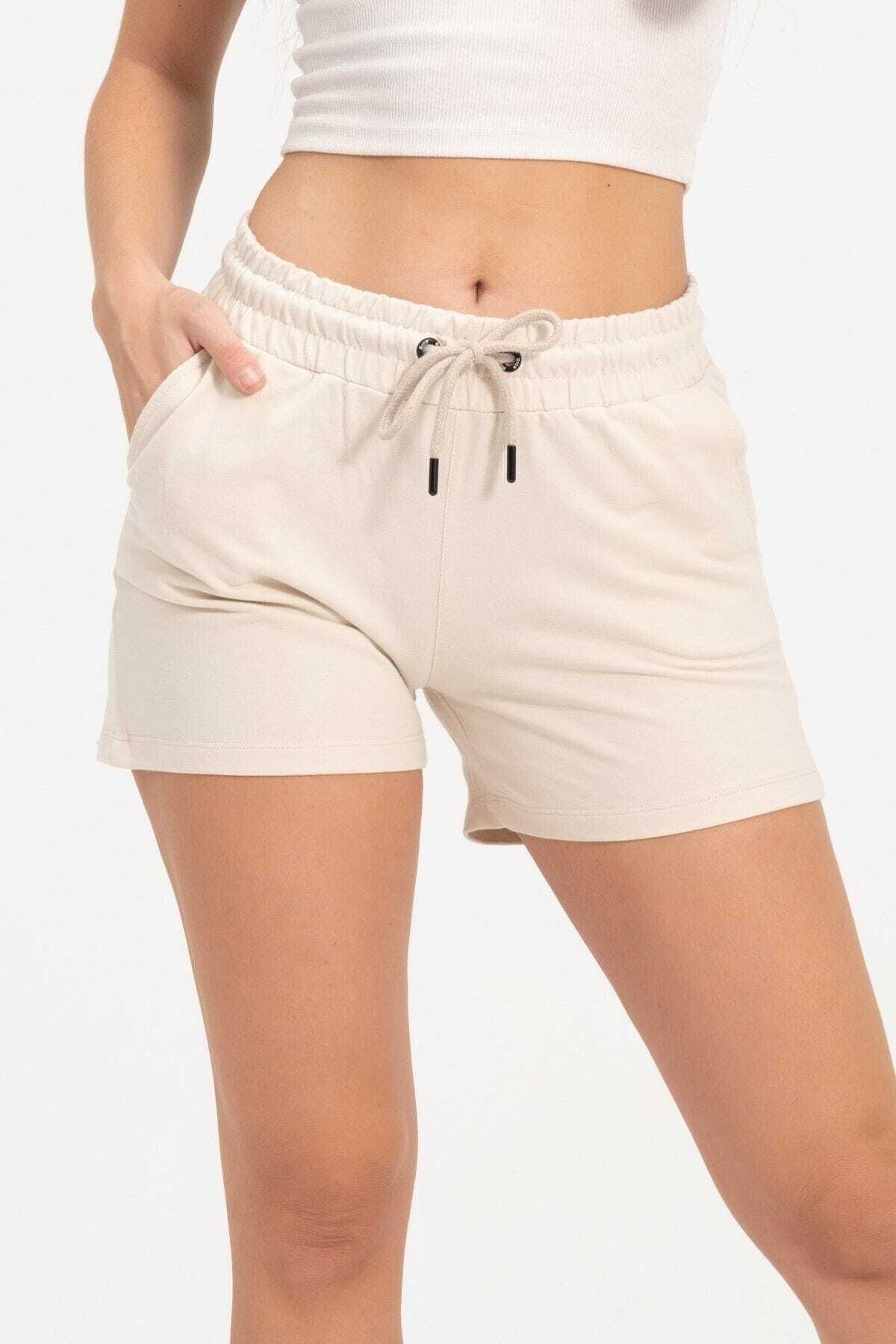 UYN SPORT Ekru Kısa Şort Pamuk Polyester Rahat Kesim