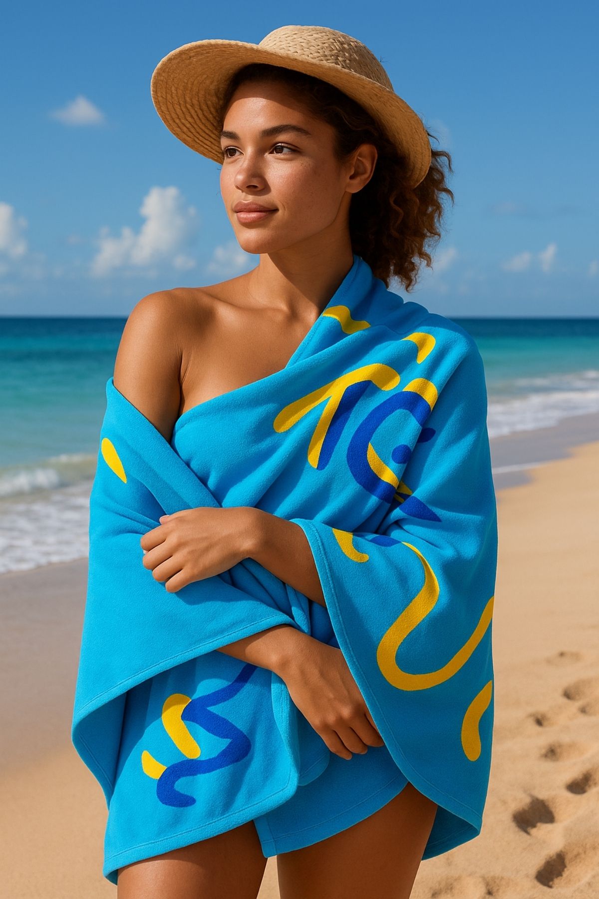 DOFİ-Adult Unisex 70x140cm Prosop de plajă cu model de vară - Prosop de baie - Prosop de mare 1