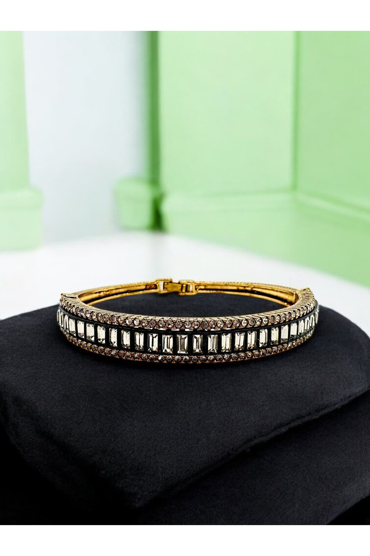 FUYA JEWELLERY Elmas Montür Baget Taşlı Kelepçe Bileklik