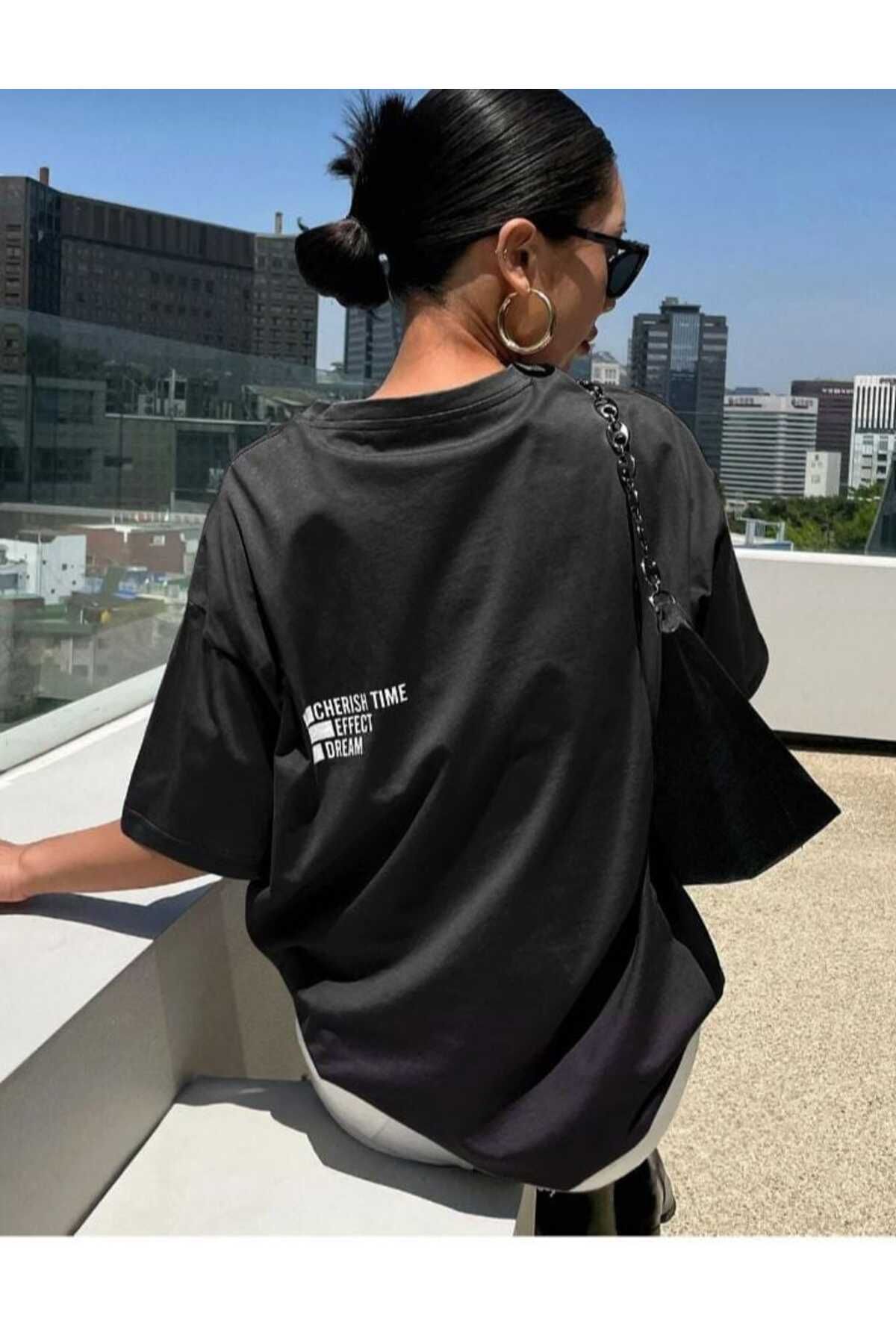 KOZİA OUTDOORS malkoçbey cherısh tıme baskılı overisze unisex basic t-şhirt