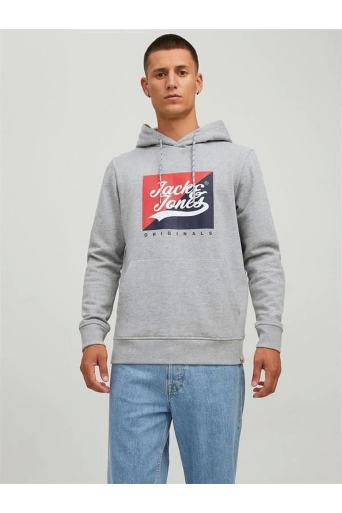 Lale Moda Logo Baskılı Kapüşonlu Erkek Sweatshirt