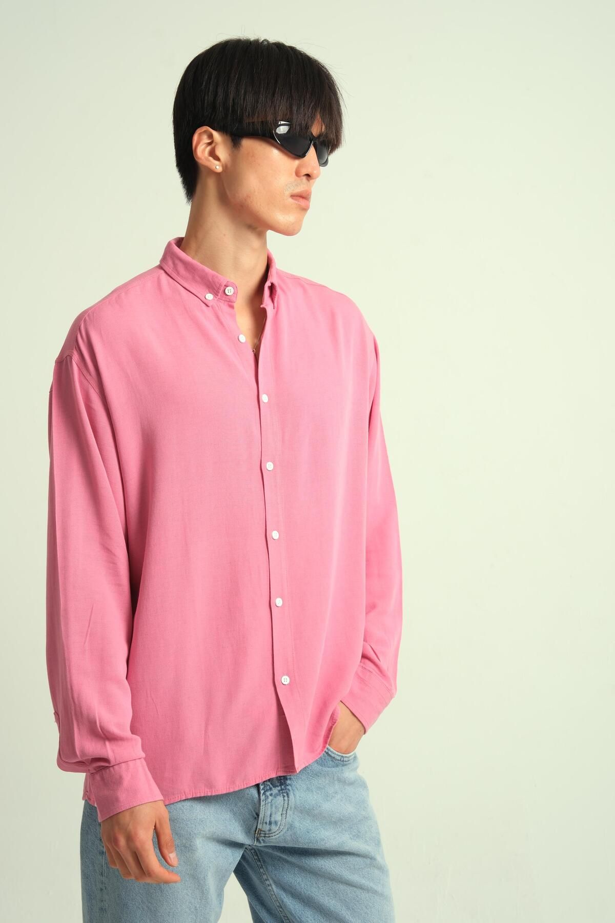 NGR-Guava Viscose Draped Shirt Pink 3