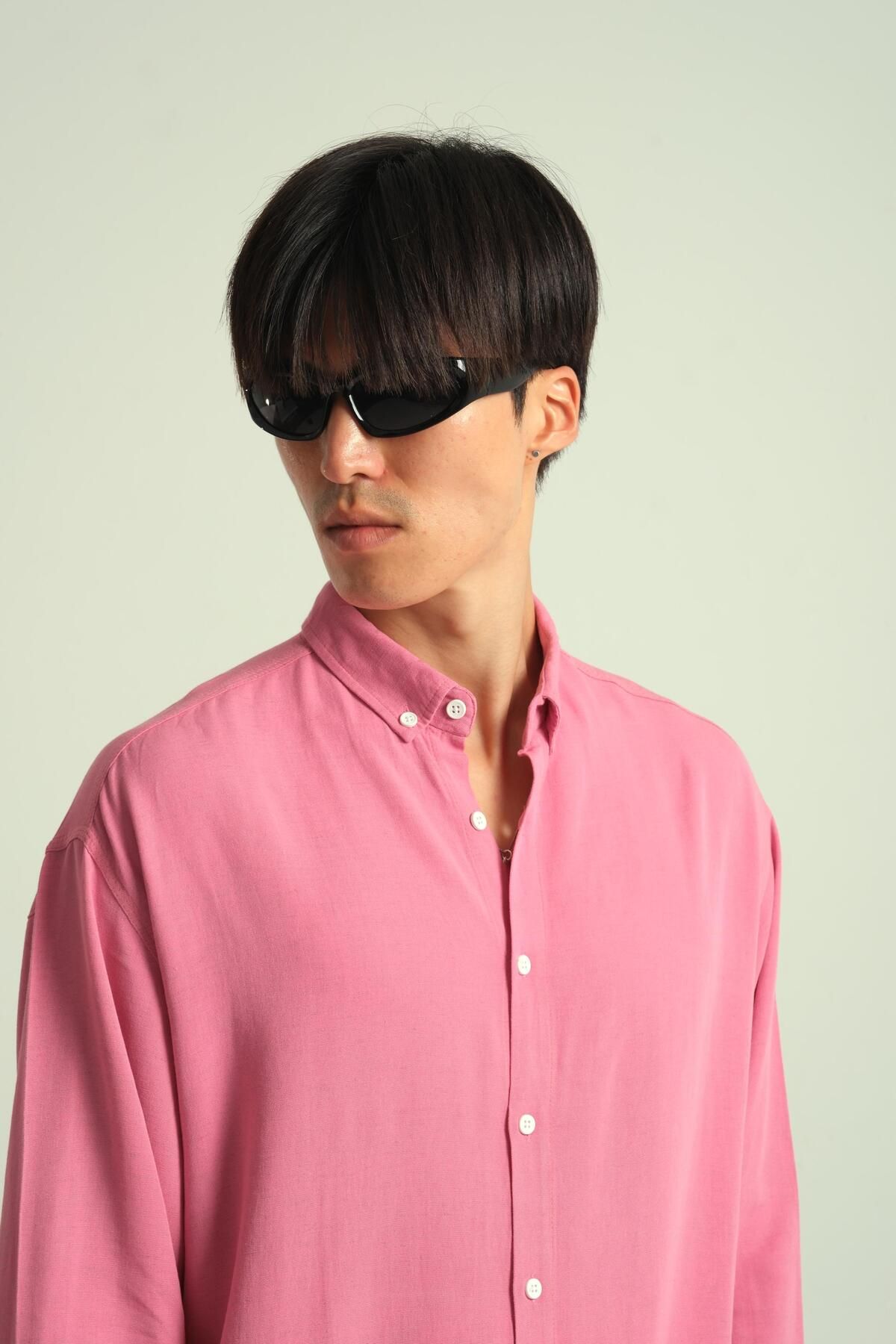 NGR-Guava Viscose Draped Shirt Pink 5