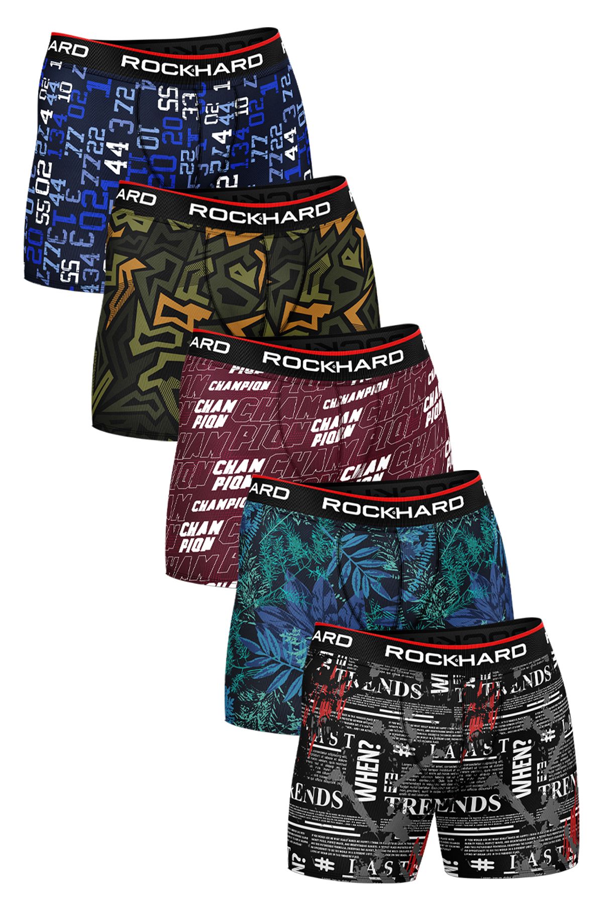 rockhard Erkek Basklı Pamuklu Boxer 5'li Paket