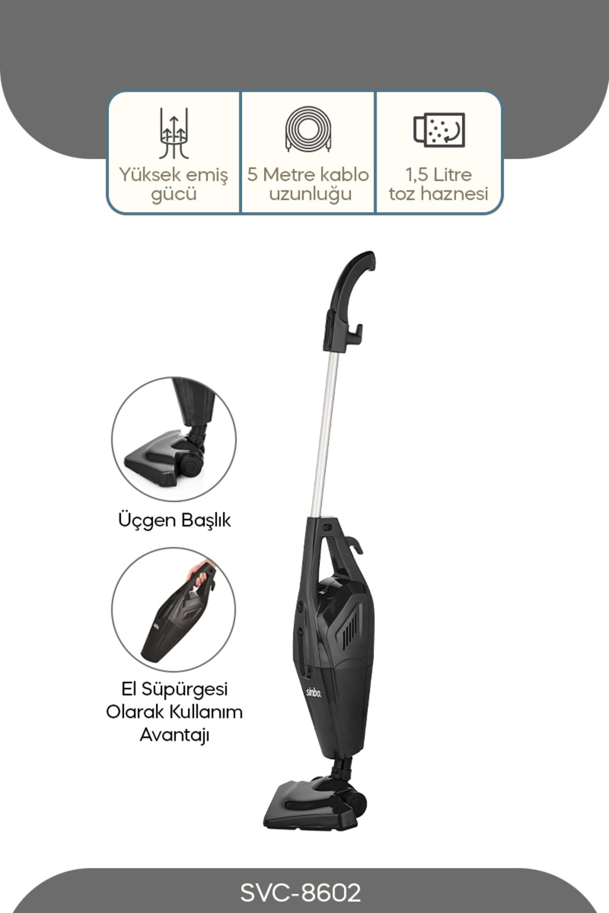 Simbo SVC-8602 Elektrikli Dikey Süpürge