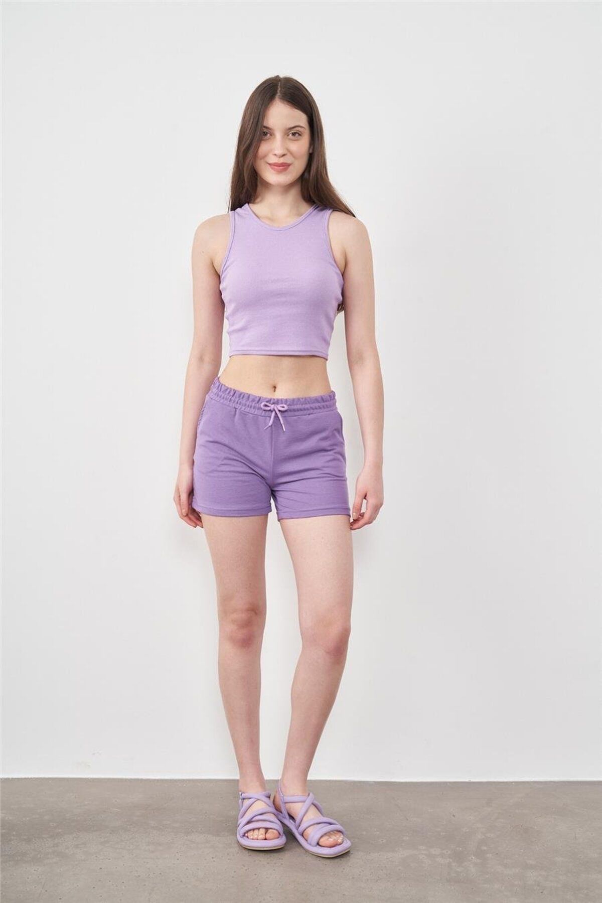 UYN SPORT Lila Pamuk Polyester Kısa Şort