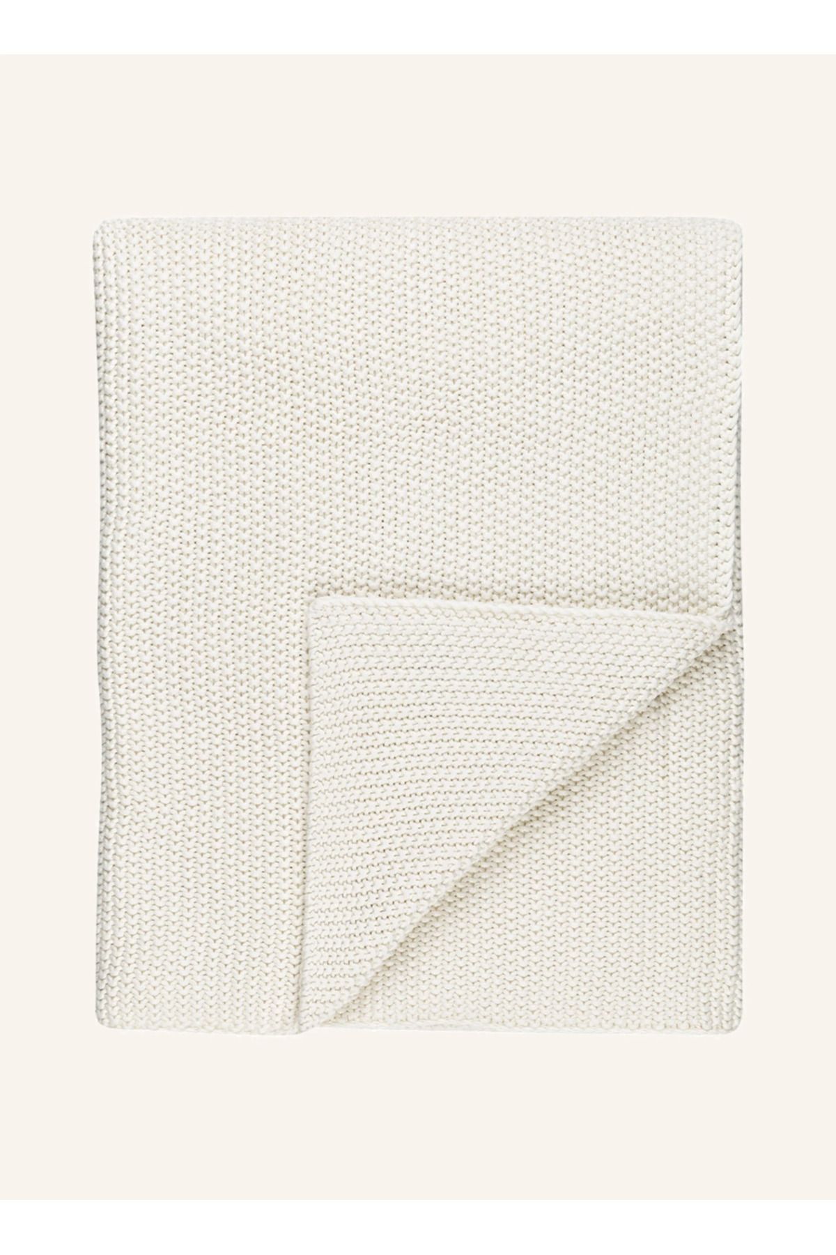 Marc O'Polo Nordic Knit Pamuk Battaniye 130x170 cm Deri Detaylı Kalın Örgü Tasarım