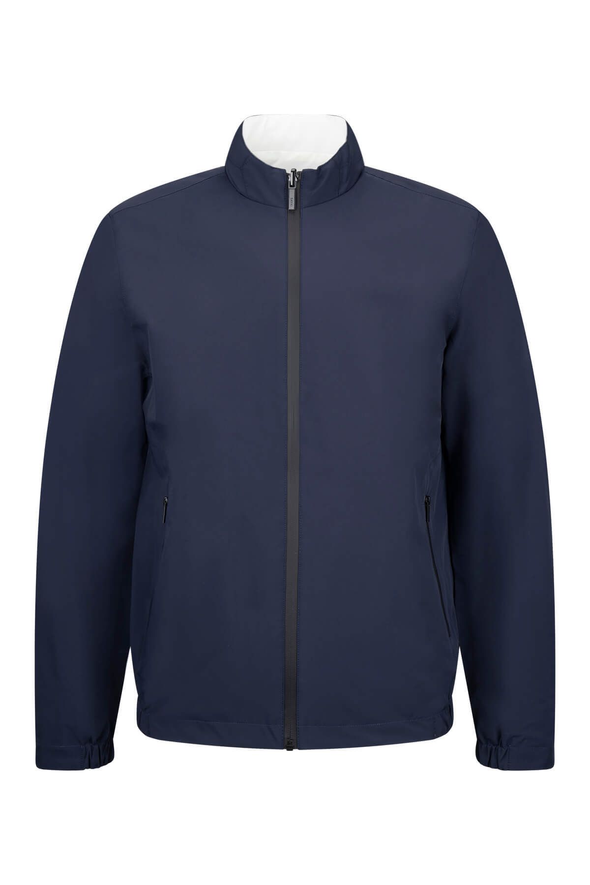 Hatemoğlu Lacivert-Bej Slim Fit Hakim Yaka Mont