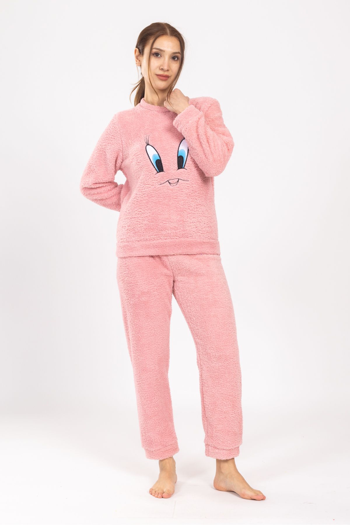 WAYNAP Kadın Kışlık Peluş Pijama Takımı Tweety Takım Tampap 8170