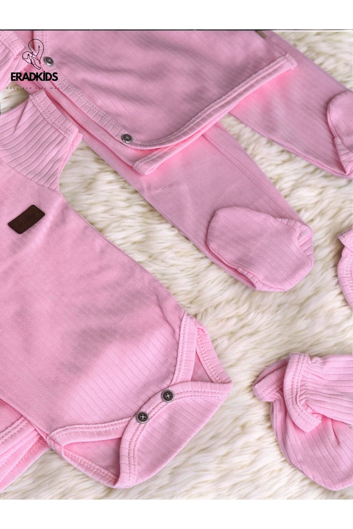 eradkids 7'li Kız Bebek Pamuklu Hastane Çıkış Seti / Yenidoğan Kız Bebek Kıyafeti/ Kız Bebek Hediyesi fotoğrafı 4 (önizleme)