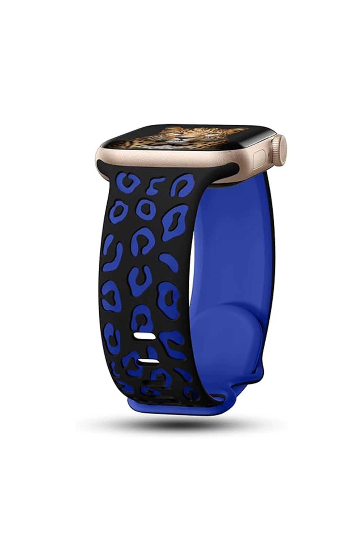Strap U Apple Watch 3/4/5/6/7/8/9/10/se/ultra/ultra2 44mm/46mm/49mm Uyumlu Leopar Silikon Kordon Strap Kayış