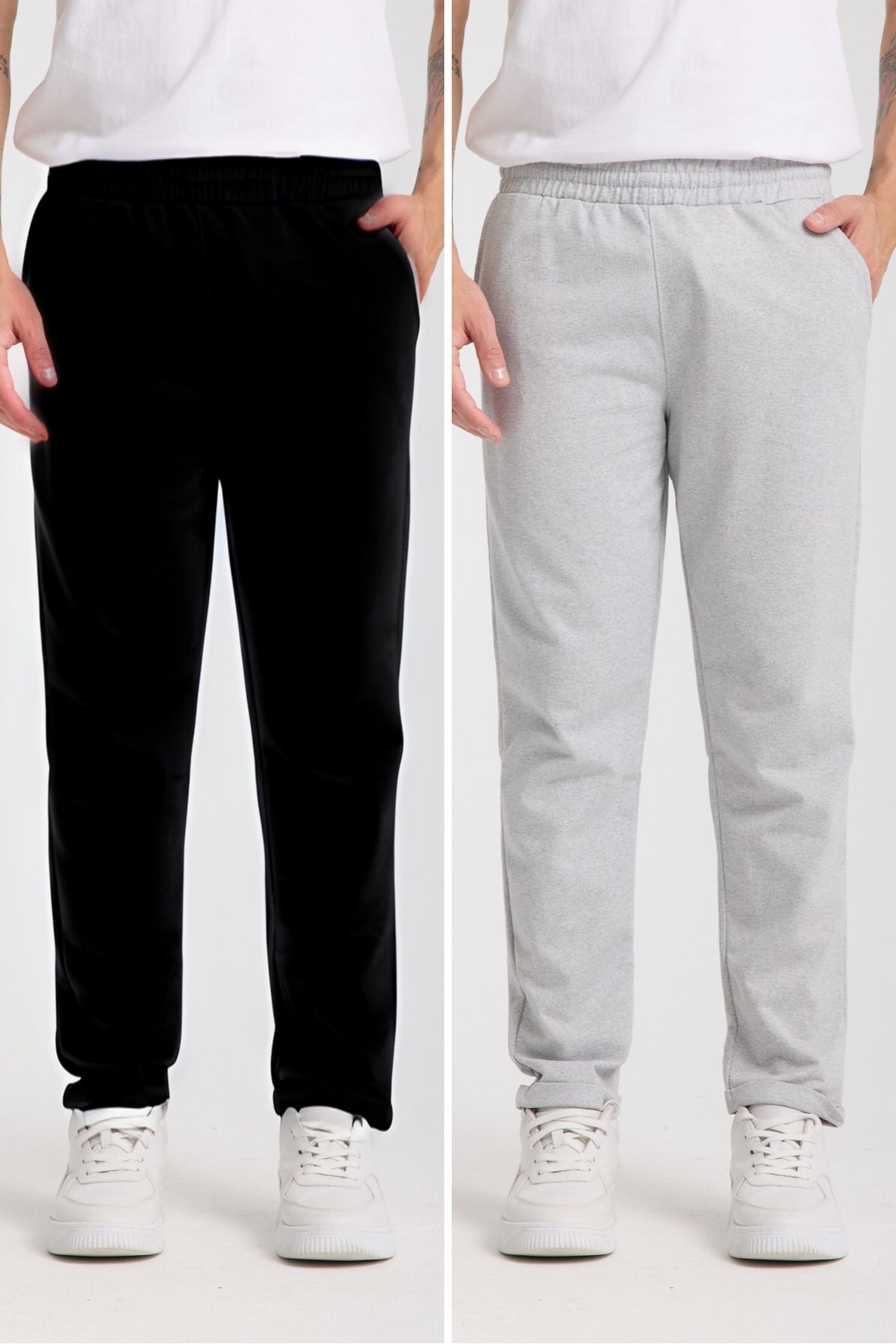 TUWAN sport Erkek Duble düz paça 2 li avantaj paket eşofman altı