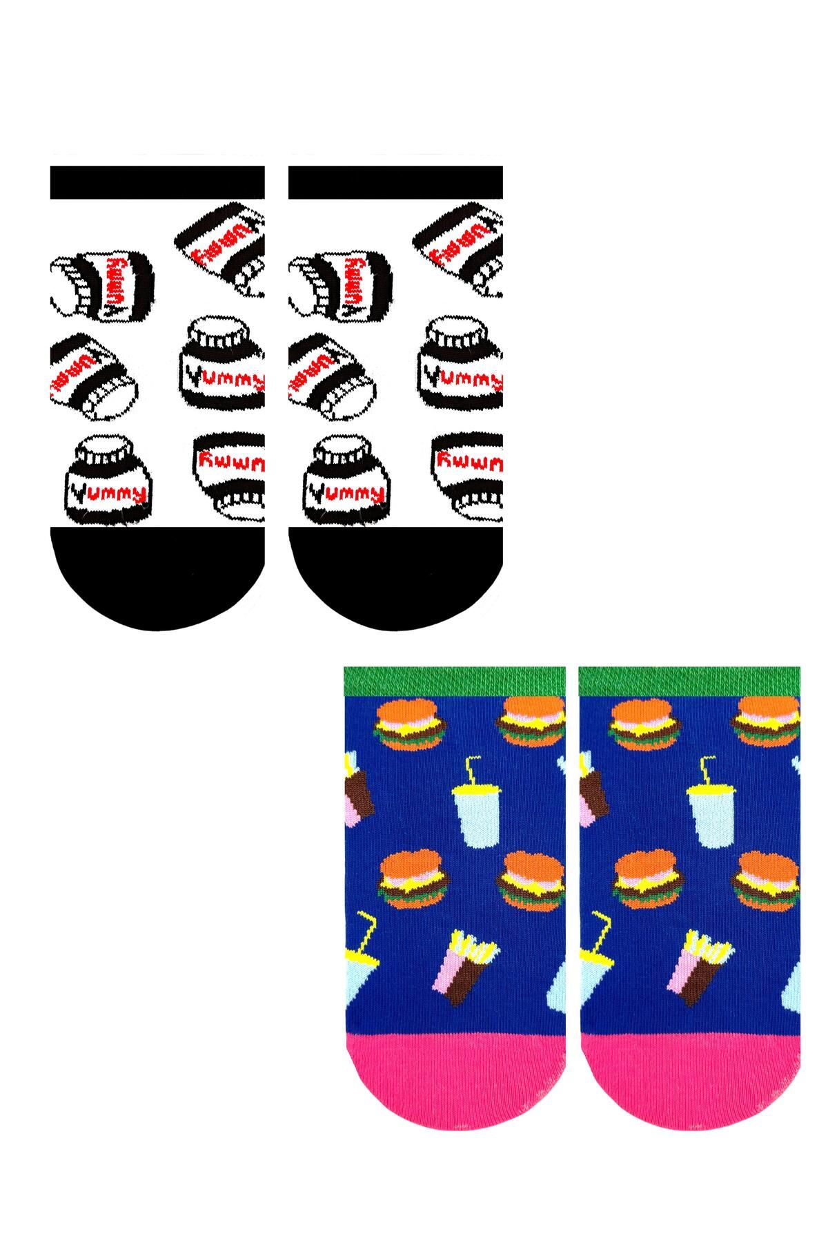 CARNAVAL SOCKS-Box of 10 Food and Fast Food Patterned Colorful Booties Socks 4