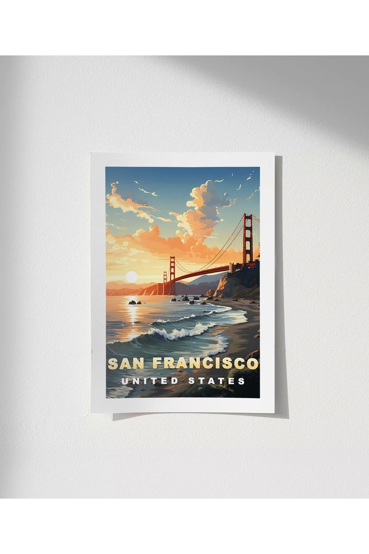 VOGLOO Çerçevesiz Poster San Francisco Gün Batımı