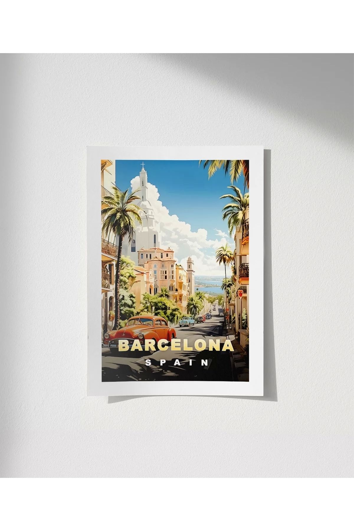 VOGLOO Çerçevesiz Poster Şehir ve Deniz Uyumu – Barcelo