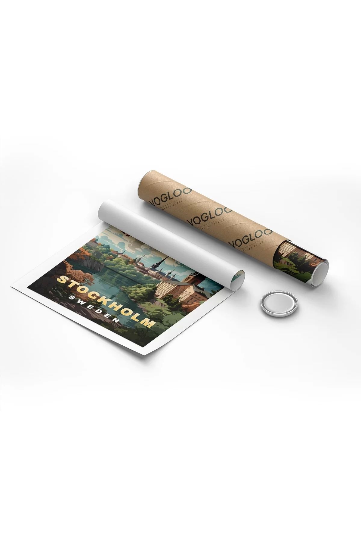 VOGLOO Çerçevesiz Poster Stockholm Şehir Manzarası